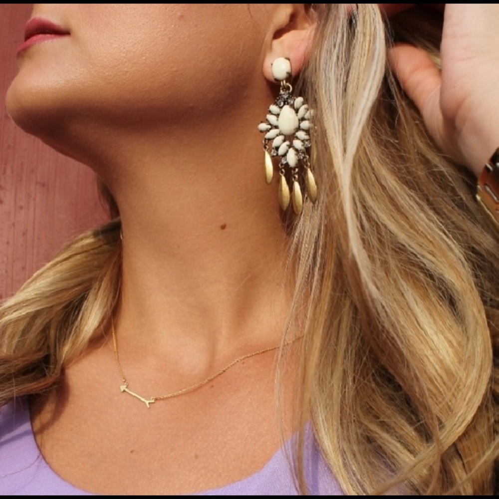 Stella & Dot Havana Chandelier Earrings cream and gold stone - Picture 4 of 10